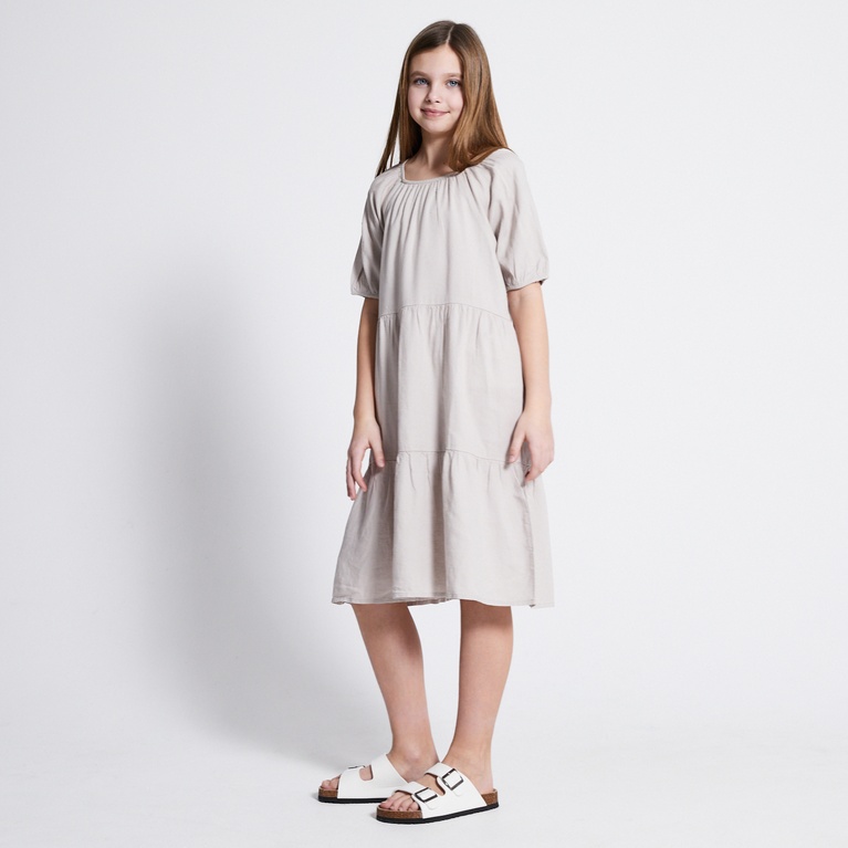 Linen blend frill dress "Sofia star 4" Beige